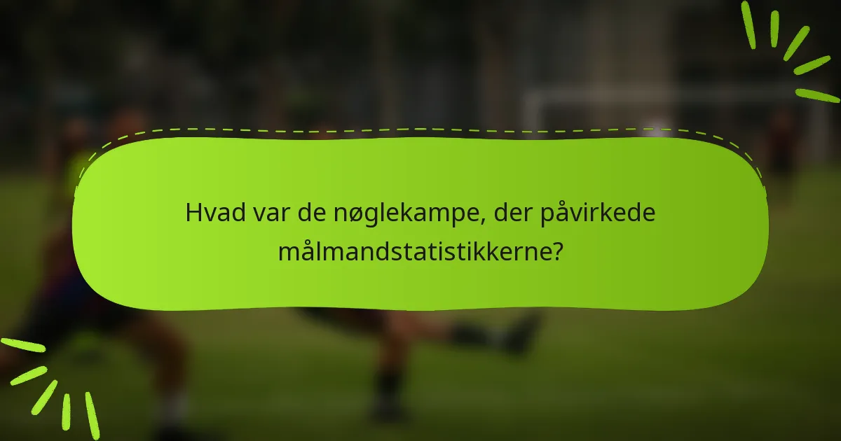 Hvad var de nøglekampe, der påvirkede målmandstatistikkerne?