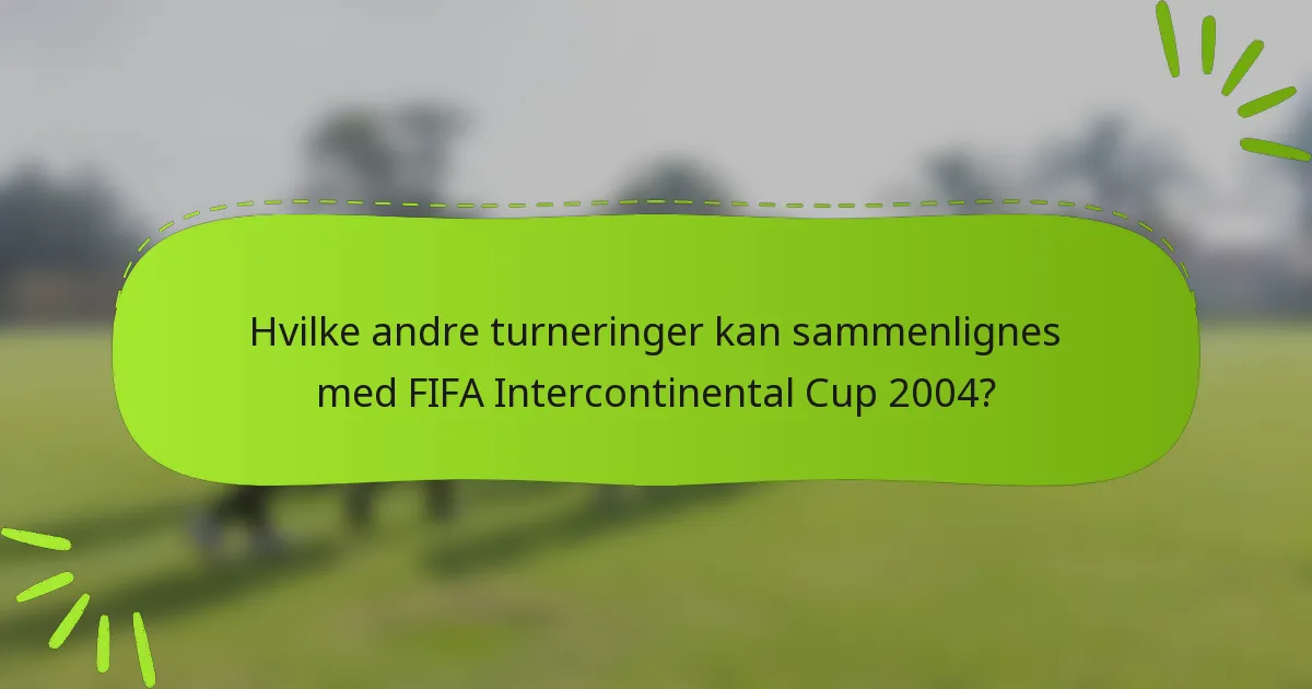 Hvilke andre turneringer kan sammenlignes med FIFA Intercontinental Cup 2004?
