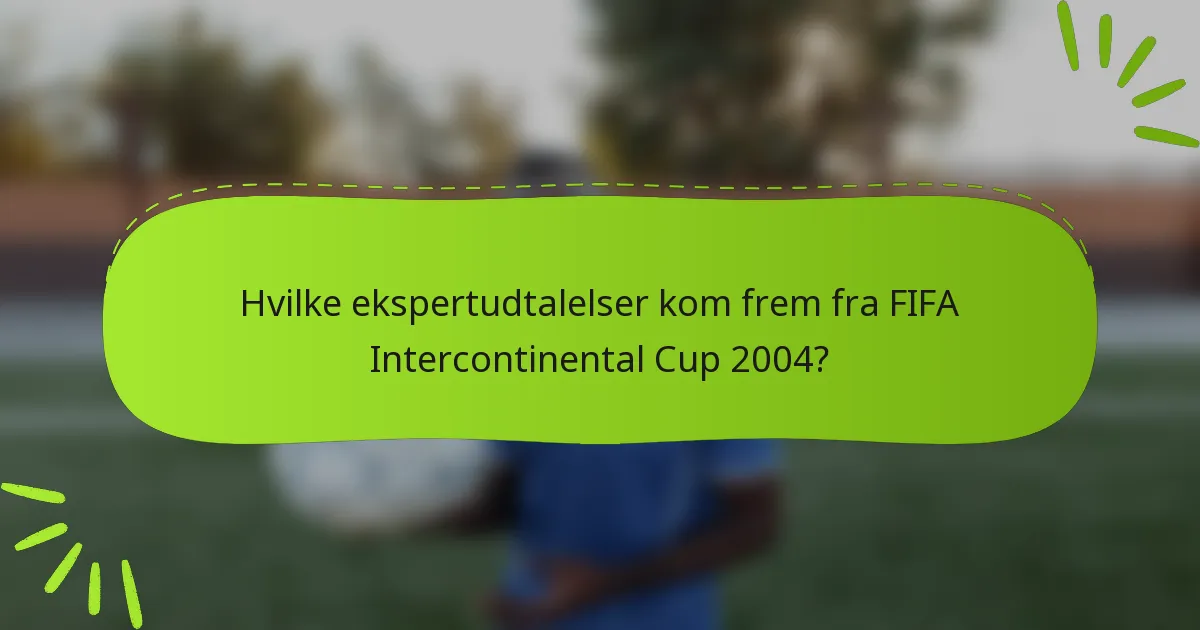 Hvilke ekspertudtalelser kom frem fra FIFA Intercontinental Cup 2004?