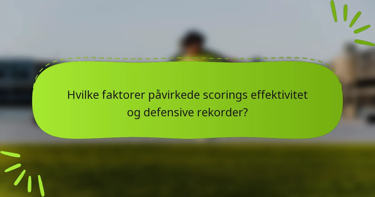Hvilke faktorer påvirkede scorings effektivitet og defensive rekorder?