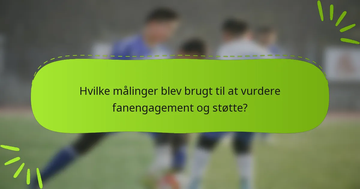 Hvilke målinger blev brugt til at vurdere fanengagement og støtte?
