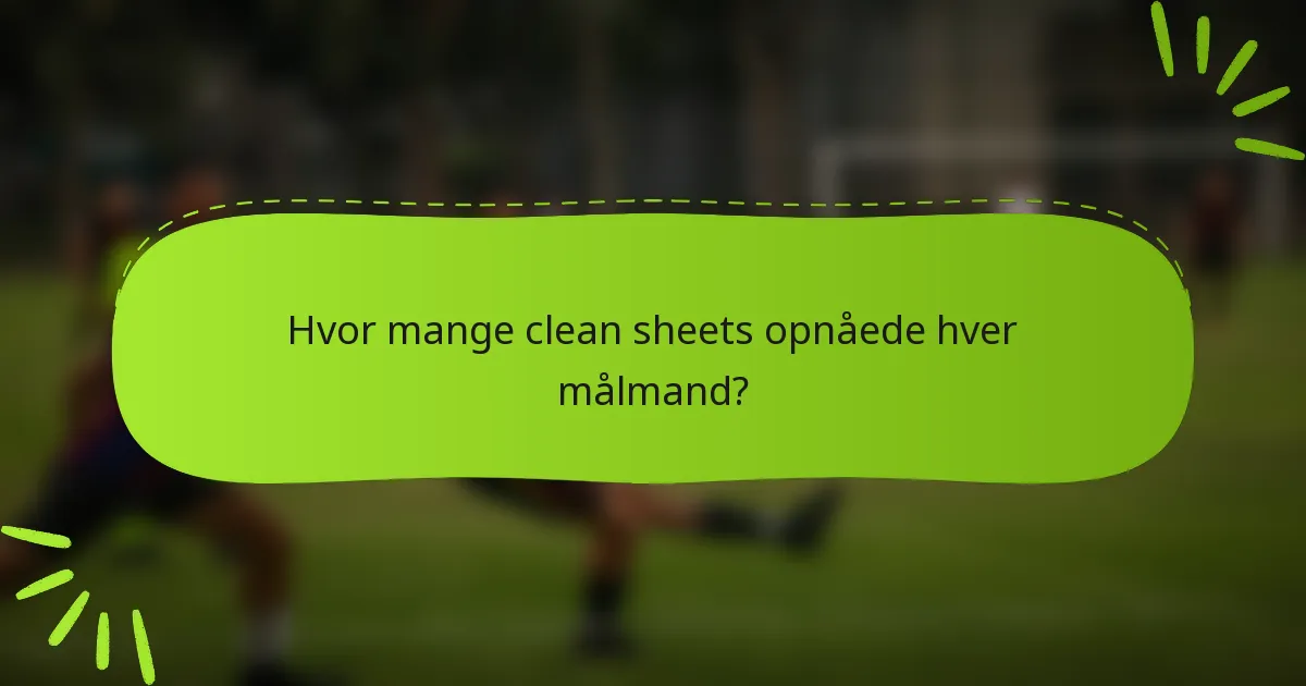 Hvor mange clean sheets opnåede hver målmand?