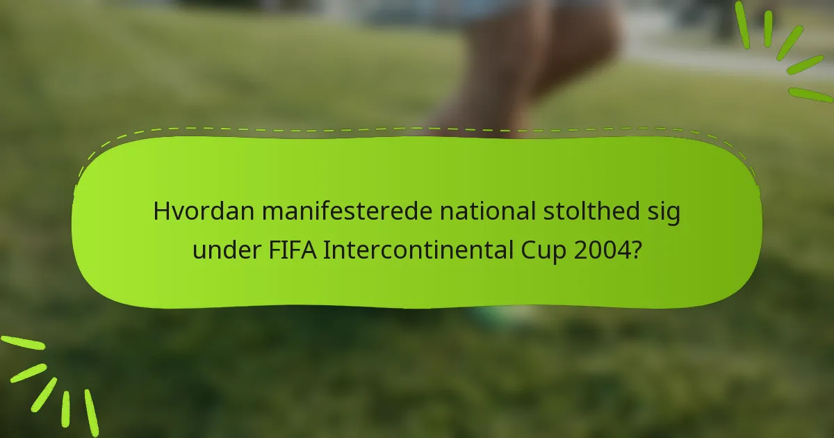 Hvordan manifesterede national stolthed sig under FIFA Intercontinental Cup 2004?