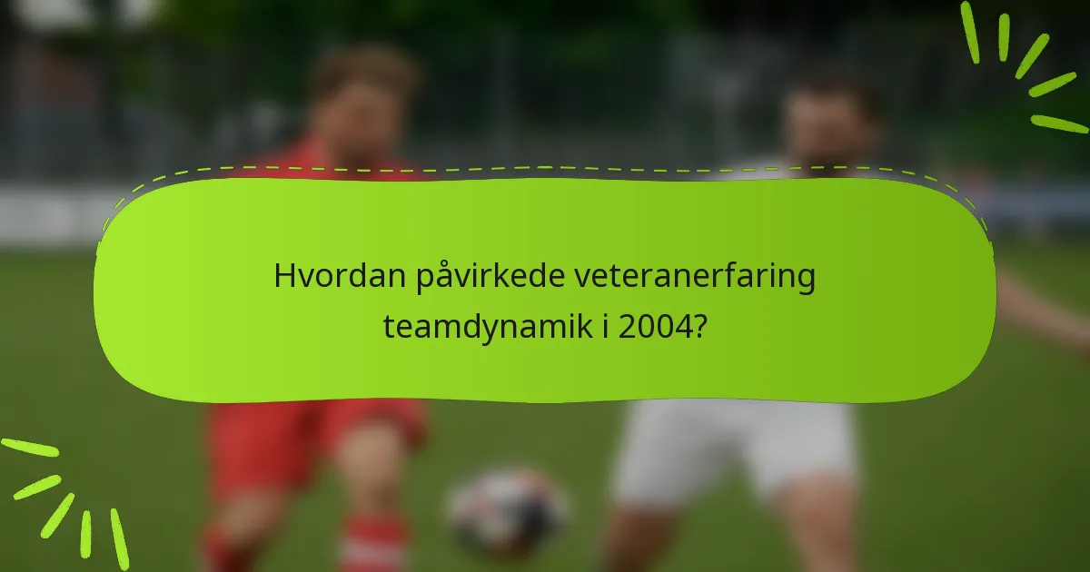Hvordan påvirkede veteranerfaring teamdynamik i 2004?